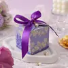Nueva Caja de Dulces para Boda Estilo Francés Flor Pájaro Nicho Flor Hoja Cuadrada Papel Caja Vacía Caja de Dulces de Compromiso