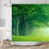 Linda Cortina de Baño Divertida de Dinosaurio Gato Hojas Verdes Tela Pastel Cortina para Puerta de Inodoro Ventana Moderna