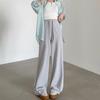 Pantalones de pierna ancha con protección solar de seda helada para mujer, nuevo estilo de verano 2025, finos, estilo Lulu igual, secado rápido, holgados, informales, estilo perezoso