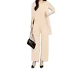 Chal chaleco de mujer de talla grande transfronterizo pantalones de pierna ancha traje de primavera y otoño Nuevo chal chaleco holgado de manga larga conjunto de tres piezas