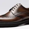 Zapatos de Cuero Brogue para Hombre, Zapatos Formales de Cuero Británicos, Zapatos de Boda para Hombre, Zapatos Casual de Negocios con Suela Gruesa para Hombre, Modernos