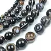 Piedra de Malla Negra Natural Cuentas Redondas Esmeriladas Cuentas Sueltas Fábrica de Joyería Transfronteriza Amazon Shopee Aliexpress Venta al por Mayor