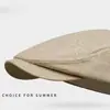 Boina Artística Retro Japonesa de Algodón y Lino para Mujer, Estilo Veraniego Old Money, Versátil, Adelgazante de Rostro, Reversible, Gorra de Visera para Hombre