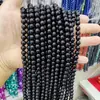 Ágata Negra Natural Contas Redondas Contas Soltas Pulseira Colar Acessórios de Joias Venda Direta da Fábrica Contas para Joias Contas Artesanais