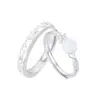 Anillo de Pareja Camelia para Hombre y Mujer Par de Anillos Sencillos de Alta Gama con Incrustaciones de Diamantes Florales Moda Versátil Anillo Abierto