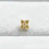 Pendientes de Aleación de Titanio Astmf-136 Color Dorado 3 mm Pétalo de Trébol de Cuatro Hojas Piercing Labial de Titanio G23 con Rosca Interna Zirconia
