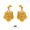 Pendientes de girasol con diseño de corte moderno, de acero de titanio y chapado en oro de 18 quilates, con diseño de corte de corte y PVD.