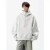 Jaqueta casual esportiva de meio zíper, espessa, versátil, simples, com capuz, estilo americano, tendência outono e inverno, modelagem solta, para homens