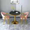 Conjunto de Mesa y Sillas de Negociación para Balcón de Apartamento Pequeño Estilo Nórdico Casual Mesa Redonda Pequeña Simple para Recepción de Oficina de Ventas Té de Leche