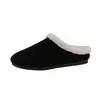 Chinelos peludos femininos para usar ao ar livre, novos chinelos de pelúcia versáteis para calçar e tirar, chinelos casuais planos de algodão estilo Birkenstock
