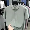 Camiseta de Manga Corta para Hombre de Verano, Enfriamiento de Seda de Hielo, Sencilla, Holgada, Delgada, Lujo Ligero, Versátil, Top con Cuello, Camisa Polo para Hombre