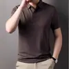 Suministro exclusivo transfronterizo ropa de hombre de alta gama camisa POLO de jacquard para hombre manga corta verano cuello de sol camiseta secado rápido sensación fresca seda de hielo