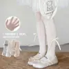 Estilo Verano Niños Leggings de Malla Anti-Mosquitos Estilo Coreano con Puntos Florales Pequeños y Lazo Grande de Cinta Larga Medias Venta al por Mayor