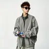 Nueva chaqueta de hombre para otoño e invierno, estilo retro americano, talla grande, cuello alto, chaqueta de cuero para hombre con patchwork tie-dye