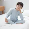 Pijama infantil, macio e confortável, conjunto de roupas de outono para meninos, algodão puro, para bebês e crianças pequenas, conjunto de roupa íntima térmica para estudantes, suéter de algodão para meninas