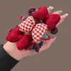 Princesa em Fuga~Elástico de cabelo de laço de brim vermelho doce estilo coreano, corda de cabelo retrô da moda, acessório de cabelo