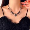 Collar con Alas de Ángel Estrelladas Personalizadas, Alas de Plumas, Cadena para Clavícula Estilo Oscuro Europeo y Americano, Hip-Hop Nicho, para Hombres y Mujeres