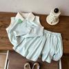 Conjunto de Verano para Niñas 2026 Nuevo Estilo Camiseta Polo sin Mangas para Niños Pantalones Cortos Casuales de Bebé Conjunto de Dos Piezas