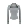 Camiseta Manga Longa Off-Shoulder Estilo Desejo Puro, Novo Top Esportivo Curto de Outono com Stretch Slim para Yoga, Camada Base