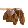 Conjunto de ropa de invierno para niños, ropa de algodón con forro polar y engrosada, conjunto de dos piezas, elegante y moderno para bebés y niños pequeños, edades 1-3
