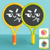 Brinquedo Infantil Raquete Elástica Bouncing Bola de Tênis Bebê Esportes Silenciosos Internos Externos Conjunto de Treinamento Educacional de Badminton