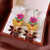 Brincos Vintage de Agulha Prata com Tassel Floral Cravejado de Diamantes, Brincos de Luxo Leve de Alta Qualidade com um Estilo Único para Mulheres