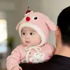 Chapéu de bebê fofo para outono e inverno, chapéu de pelúcia quente de tricô com proteção para as orelhas, chapéu de lã à prova de vento para meninos e meninas, adequado para bebês pequenos