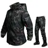 Conjunto de chaqueta larga de forro polar engrosado de invierno, traje táctico protector térmico con patrón de rejilla y capucha desmontable, ropa de trabajo para almacenamiento en frío