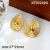 Brincos Geométricos de Aço Titânio e Ouro 18K Estilo Europeu e Americano Novo de Luxo Leve para Mulheres, Brincos Versáteis da Moda em Formato de Gota Venda por Atacado