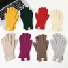 Guantes de punto de lana para mujer de otoño e invierno con contenido de lana, a prueba de frío, cálidos para estudiantes, con muñeca y dedos engrosados