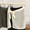 Chal de punto calado para mujer, Prenda de capa de alta gama con falda cubierta para atar, Falda versátil que cubre las caderas y te hace lucir más delgada