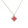 Collar de Acero de Titanio con Trébol de Cuatro Hojas Rojo de Internet de TikTok para Mujer, Cadena para Clavícula, Oro Rosa de 14K, Colgante Sencillo, Joyería para Regalo de Cumpleaños