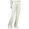 25 Pantalones Casuales de Punto Grueso de Lana Pura Cuatro Agujas con Abertura Lateral y Bolsillo con Solapa, Pantalones de Pierna Ancha de Color Puro Suelto