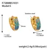 Brincos Esféricos em U de Três Fileiras de Diamante de Zircônia Cúbica de Alta Qualidade Xinyixin Banhados a Ouro 18K Real Acessível Luxo Versátil Brincos de Aço Inoxidável