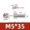 Aço inoxidável 304 DIN912 Cabeça de copo arruela de mola hexagonal parafuso de máquina de combinação dupla cabeça cilíndrica recartilhada M3M8