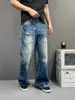 Pantalones Vaqueros Rotos Lavados de Pierna Recta Sueltos Estilo Retro de Calle Sueltos Casual Versátiles Adelgazantes Largos para Pareja