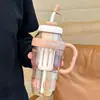 Taza de Agua de Plástico Jumbo Gran Capacidad para Niñas Oficina Taza para Beber Café Infusor de Té para Exteriores Taza con Popote Rompehielos
