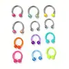 Venta Directa de Fábrica Amazon 12 Colores Acero Inoxidable Anillos Nasales Esmerilados Color Sólido Transparentes Luminosos Moda Barra Suave UV