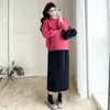 Roupa de maternidade para outono e inverno, suéter de tricô novo estilo, solto e doce, top de maternidade, saia de bolinhas, conjunto doce e que emagrece