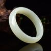 Pulsera de Jade Blanco y Verde Hielo para Mujer, Pulsera Delgada de Barra Redonda para Niña, Pulsera de Jade Afgano Joven, Pulsera de Jade Grasa de Cordero No-Hetian