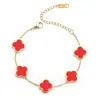 Pulsera Popular Transfronteriza de Acero de Titanio Brillante de Cuatro Hojas Que No Se Desvanece Chapada en Oro de 18 Quilates Joyería de Alta Gama Venta al por Mayor