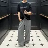 Pantalones Casuales Azules con Rayas de Sensación Cero Piel, Cintura Elástica de Corte A, Pantalones Casuales de Pierna Recta para Hombre