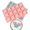 En stock de fábrica Molde de silicona para moldear chocolate, dulces, hielo con 15 cavidades, molde para gelatina con forma de corazón de 15 celdas