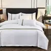 Conjunto de Roupa de Cama de Hotel de Quatro Peças para Pousadas e Alojamentos, Branco Puro Atacado Personalizado Roupa de Cama, Capa de Edredom e Lençol com Elástico