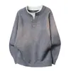 Suéter Vermelho para Homens, Novo Estilo Outono e Inverno 2026, Tricô Casual Solto Preguiçoso Gola Redonda