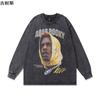 Sudaderas Lavadas y Desgastadas al por Mayor Transfronterizas para Hombres y Mujeres, Estilos Otoño e Invierno, Tops Sueltos Estilo Retro Americano con Cuello Redondo Estampado y Mangas Largas