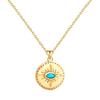 Collar con colgante de ojo de oro auténtico bañado en cobre, estilo retro, estilo literario y artístico británico transfronterizo, cadena de clavícula sencilla y ligera de lujo para mujer.