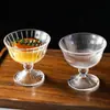 Vaso Alto para Helado con Patrón Vertical Estilo Retro en Relieve, Vaso para Postre de Vidrio, Vaso para Helado, Vaso Alto, Vaso para Jugo, Vaso para Agua