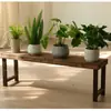 Estante para Flores de Madera Carbonizada de Múltiples Niveles para Interior Sala de Estar Exterior Patio al Aire Libre Banco Largo Anticorrosión Minimalista Balcón