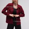 Casaco de veludo cotelê camisa de outono nova moda temperamento lapela manga longa senso de design cardigã solto camisa feminina
